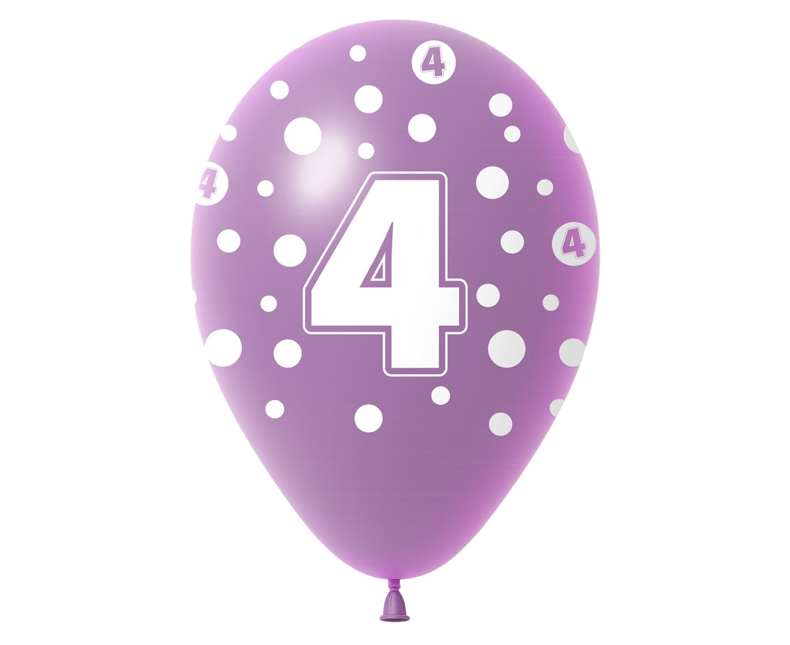 Balloon with digit 4, 12" / 5 pcs.